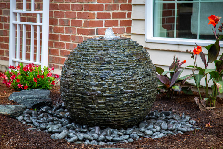 Stacked Slate Sphere Fountain southern oregon